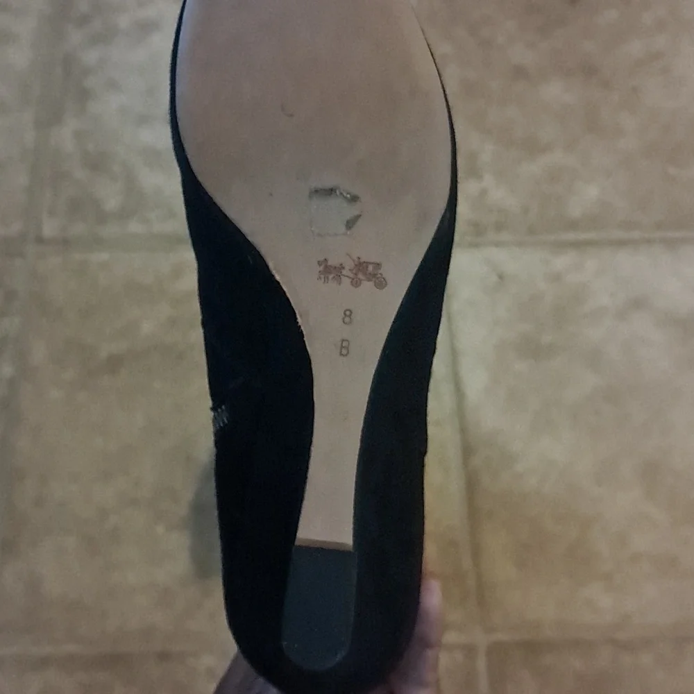 COACH Mystic Bootie Wedge Heel Black Suede Size 7.5B